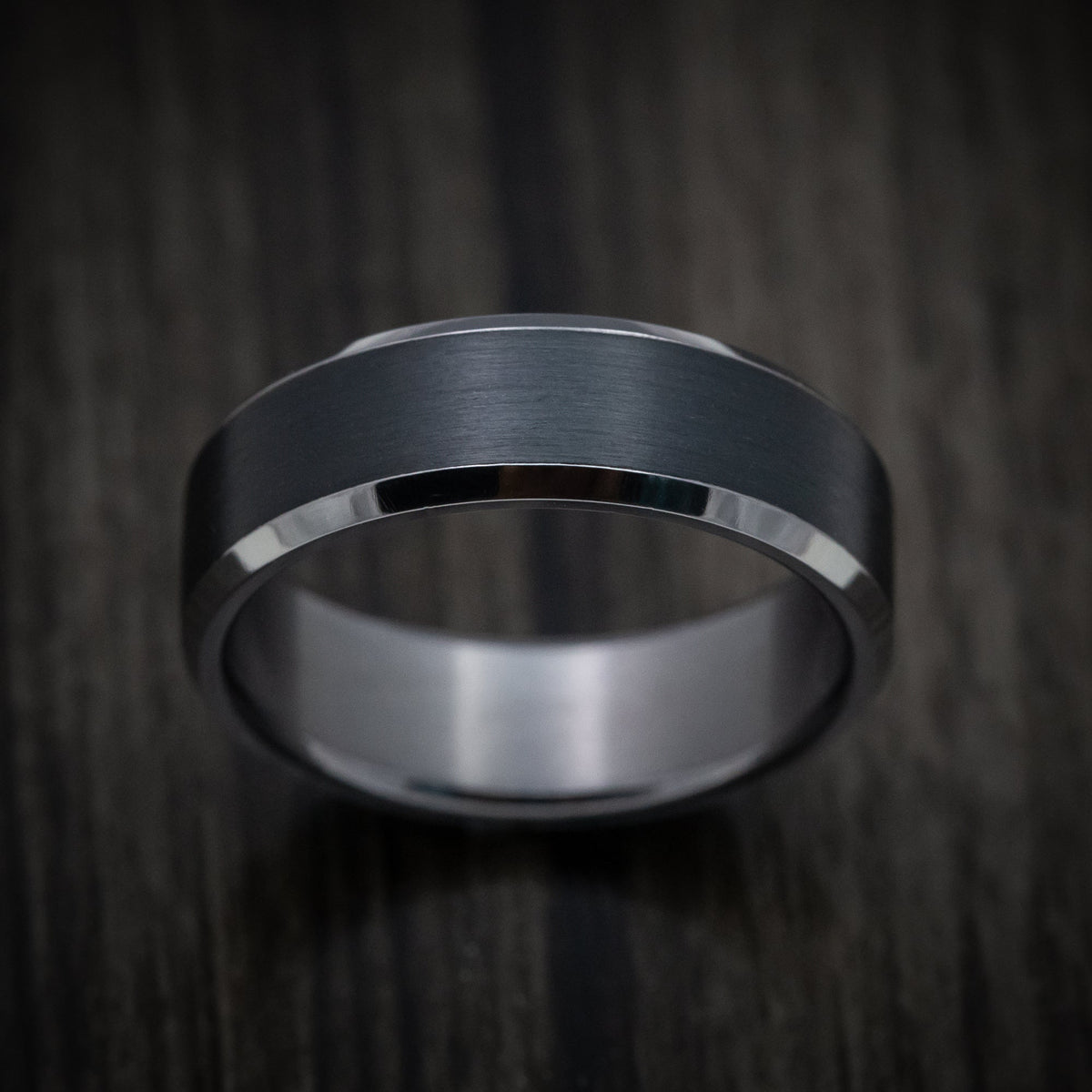 Hector XIII - Tantalum Band with Carbon Fiber Inlay Men's Wedding Ring - view 2 - Nura Lab