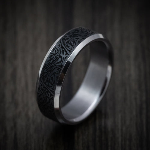 Ridge XIV - Tantalum Band with Carbon Fiber Inlay Men's Wedding Ring - view 4 - Nura Lab