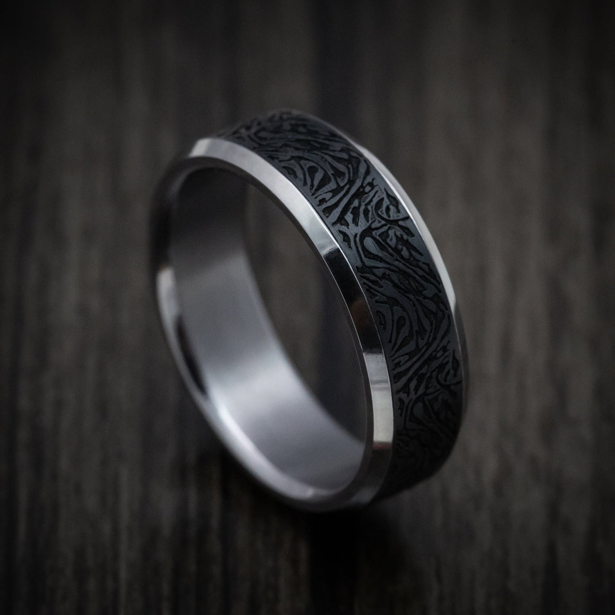 Ridge XIV - Tantalum Band with Carbon Fiber Inlay Men's Wedding Ring - Nura Lab