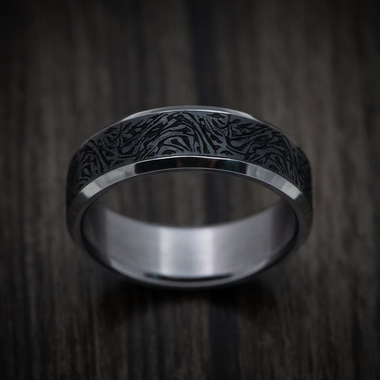 Ridge XIV - Tantalum Band with Carbon Fiber Inlay Men's Wedding Ring - view 2 - Nura Lab