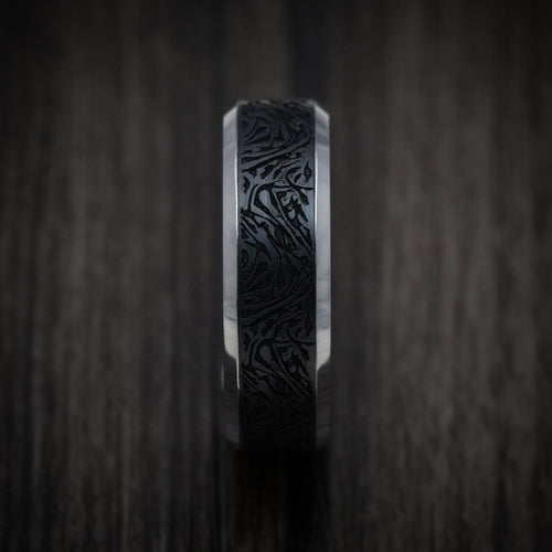 Ridge XIV - Tantalum Band with Carbon Fiber Inlay Men's Wedding Ring - view 3 - Nura Lab