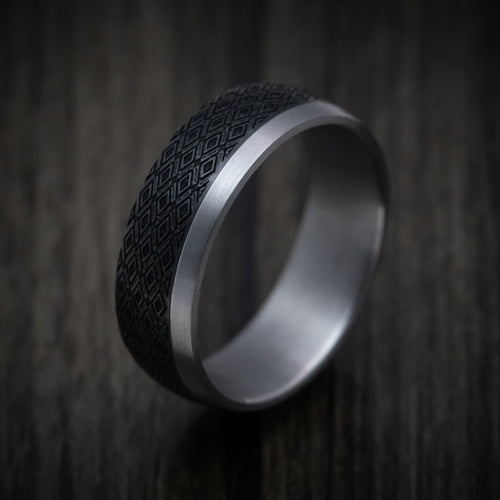 Vanguard XIV - Tantalum Band with Harlequin Pattern Carbon Fiber Inlay Men's Wedding Ring - view 4 - Nura Lab