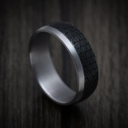 Vanguard XIV - Tantalum Band with Harlequin Pattern Carbon Fiber Inlay Men's Wedding Ring - Nura Lab