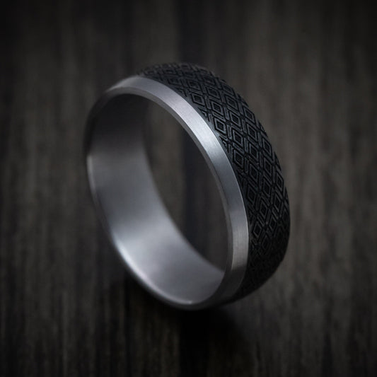 Vanguard XIV - Tantalum Band with Harlequin Pattern Carbon Fiber Inlay Men's Wedding Ring - Nura Lab