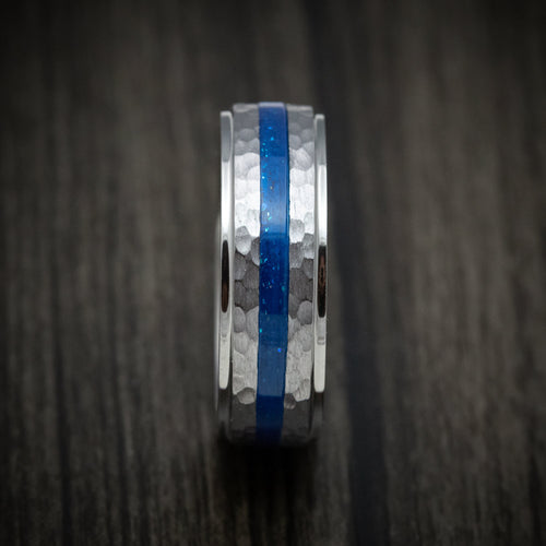Steel XIII - Tantalum Men's Wedding Ring with DiamondCast Inlay Hammered Band - view 3 - Nura Lab