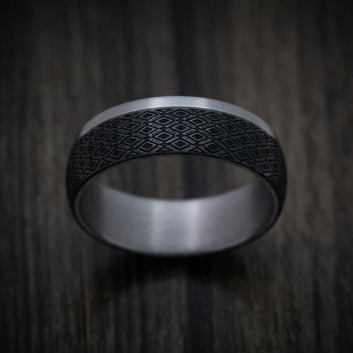 Vanguard XIV - Tantalum Band with Harlequin Pattern Carbon Fiber Inlay Men's Wedding Ring - view 2 - Nura Lab