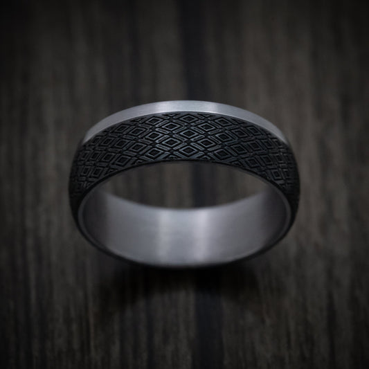 Vanguard XIV - Tantalum Band with Harlequin Pattern Carbon Fiber Inlay Men's Wedding Ring - view 2 - Nura Lab