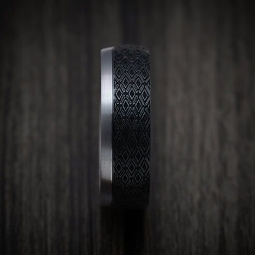 Vanguard XIV - Tantalum Band with Harlequin Pattern Carbon Fiber Inlay Men's Wedding Ring - view 3 - Nura Lab