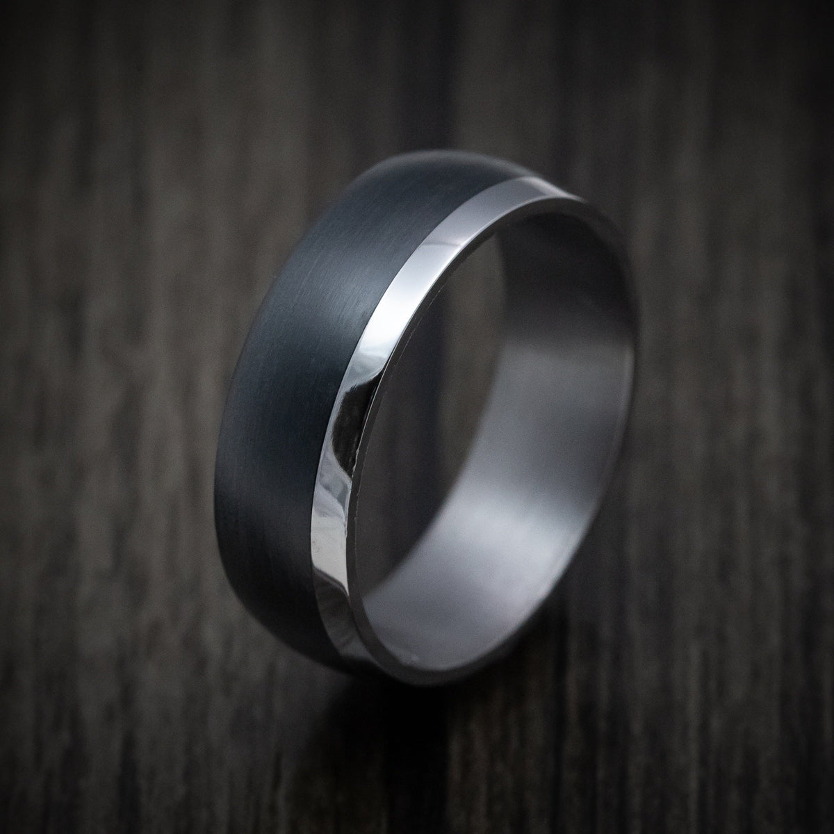 Summit XIV - Tantalum Band with Carbon Fiber Inlay Men's Wedding Ring - view 4 - Nura Lab