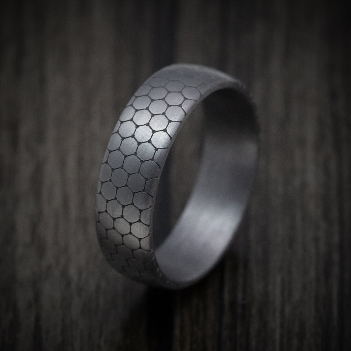 Pioneer XIII - Tantalum Band with Honeycomb Design Pattern Men's Wedding Ring - view 4 - Nura Lab