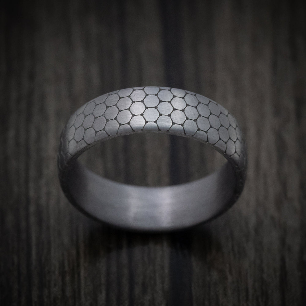 Pioneer XIII - Tantalum Band with Honeycomb Design Pattern Men's Wedding Ring - view 2 - Nura Lab