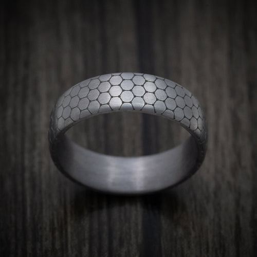 Pioneer XIII - Tantalum Band with Honeycomb Design Pattern Men's Wedding Ring - view 2 - Nura Lab