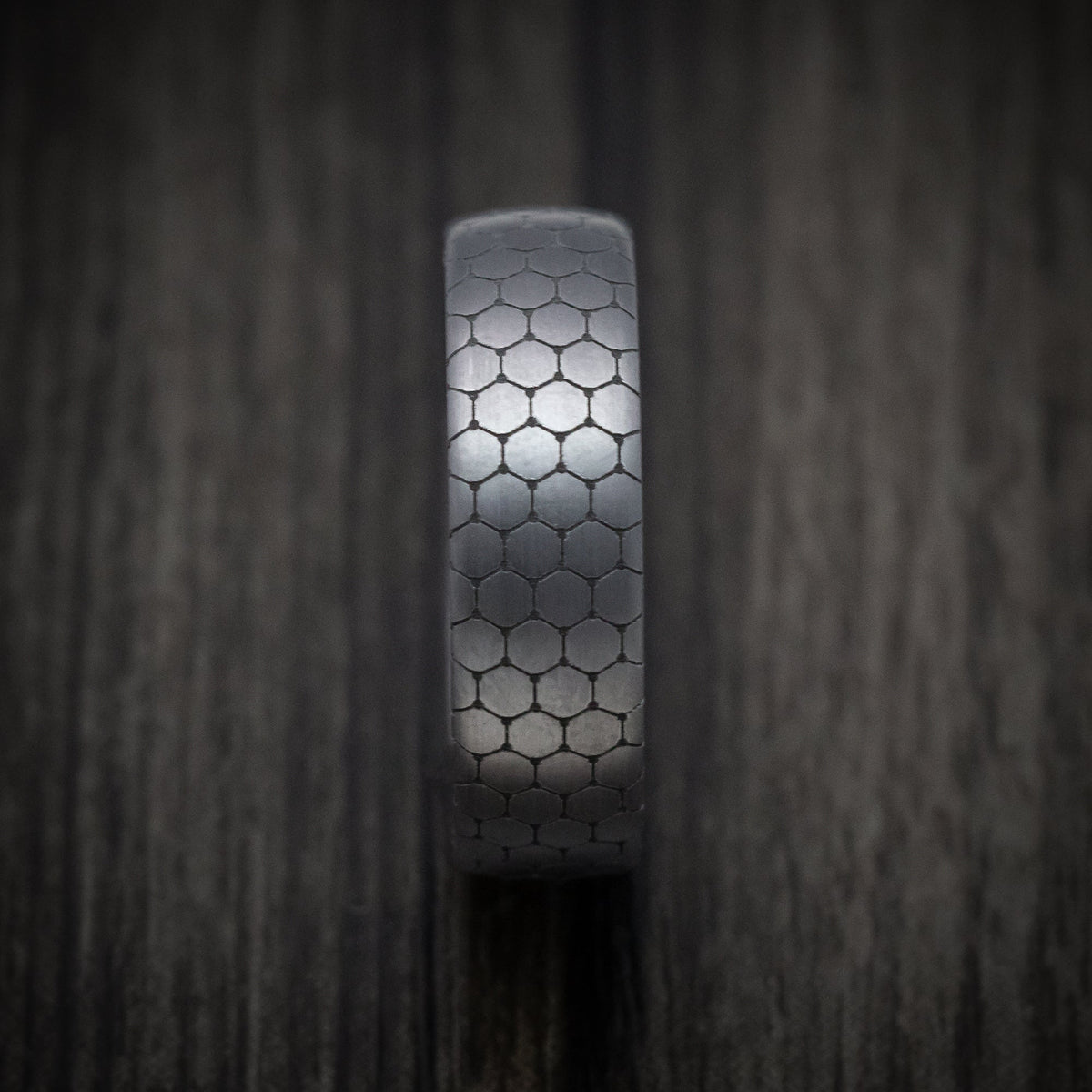 Pioneer XIII - Tantalum Band with Honeycomb Design Pattern Men's Wedding Ring - view 3 - Nura Lab