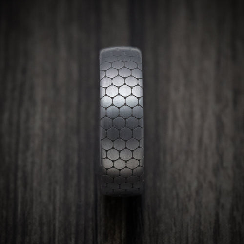 Pioneer XIII - Tantalum Band with Honeycomb Design Pattern Men's Wedding Ring - view 3 - Nura Lab
