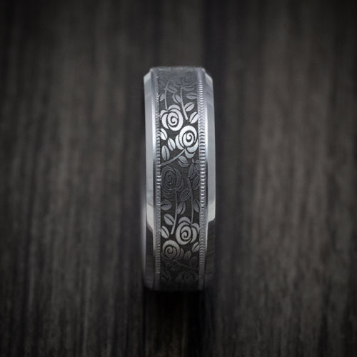 Valorant XIII - Tantalum Band with Floral Design Pattern Men's Wedding Ring - view 3 - Nura Lab