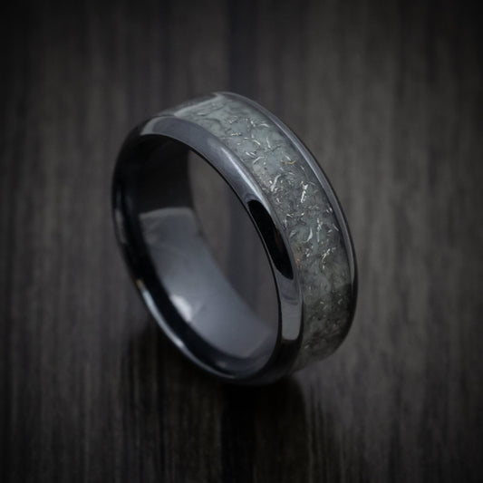 Resolute VI - Black Titanium and Men's Wedding Ring with Glow Galaxy Inlay Inlays - view 2 - Nura Lab