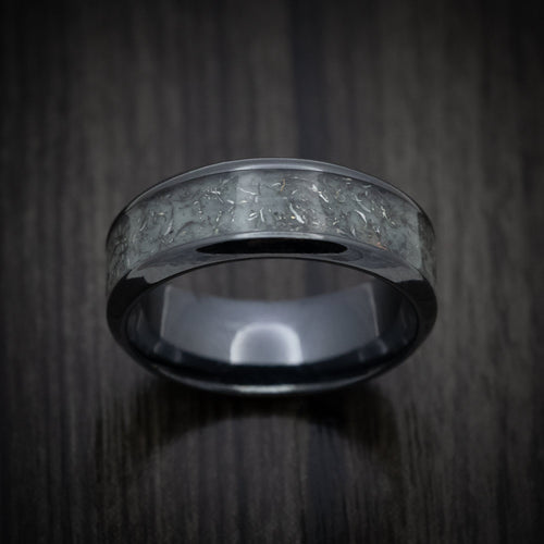 Resolute VI - Black Titanium and Men's Wedding Ring with Glow Galaxy Inlay Inlays - view 4 - Nura Lab