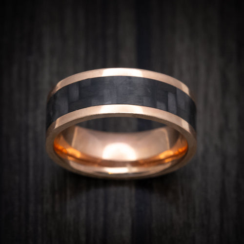 King Henry XV - 14K Gold and Carbon Fiber Men's Wedding Ring with Black Diamond Band - view 3 - Nura Lab