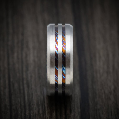 Evernorth V - Kuro-Ti Heat-Treated Titanium Damascus Men's Wedding Ring Band - view 3 - Nura Lab