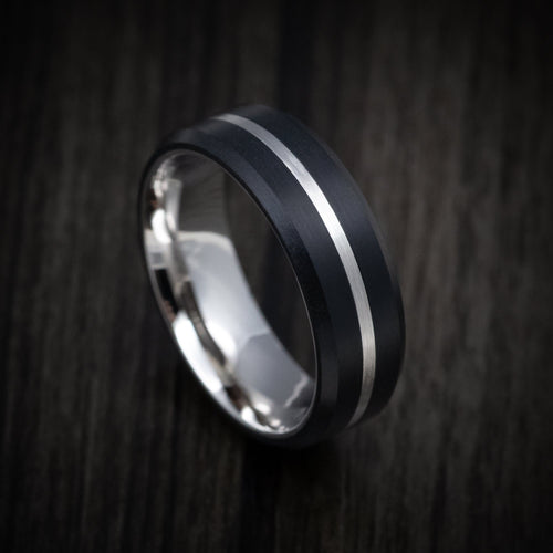 Canyon XV - Carbon Fiber Men's Wedding Ring with 14K Gold Inlay and Sleeve - Nura Lab