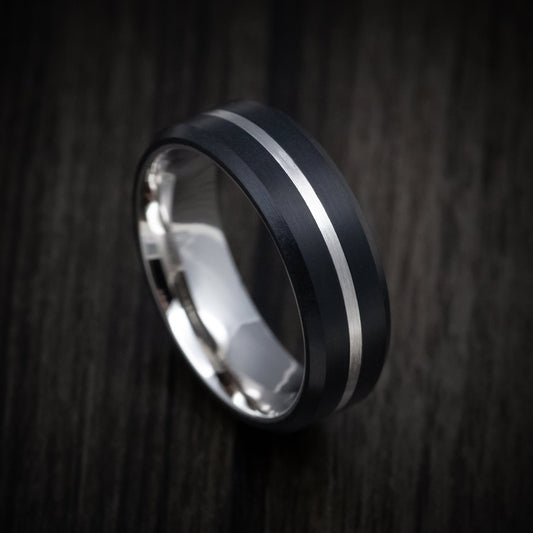 Canyon XV - Carbon Fiber Men's Wedding Ring with 14K Gold Inlay and Sleeve - Nura Lab