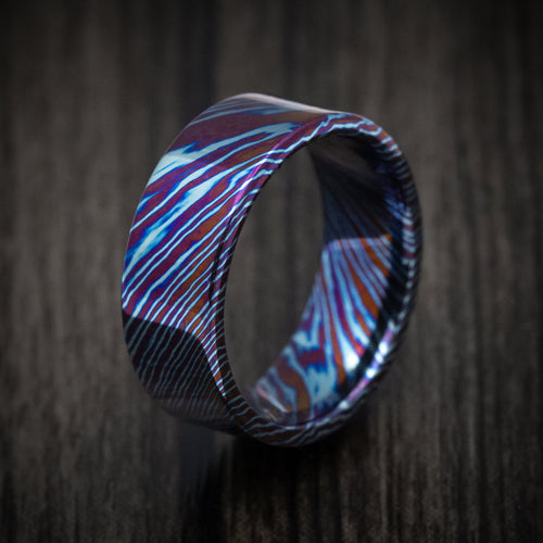 Stonehaven V - Kuro-Ti Heat-Treated Titanium Damascus Men's Wedding Ring Band - view 4 - Nura Lab