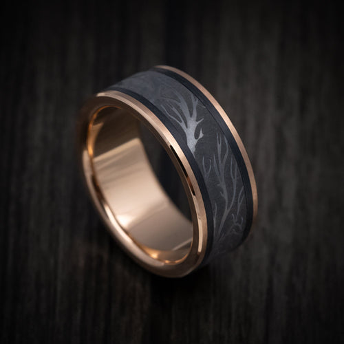 Noble XIII - 14K Gold and Tantalum Men's Wedding Ring with Tree Branch Design - Nura Lab