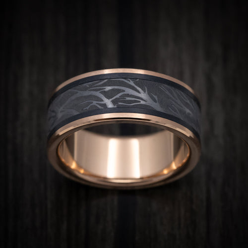 Noble XIII - 14K Gold and Tantalum Men's Wedding Ring with Tree Branch Design - view 2 - Nura Lab