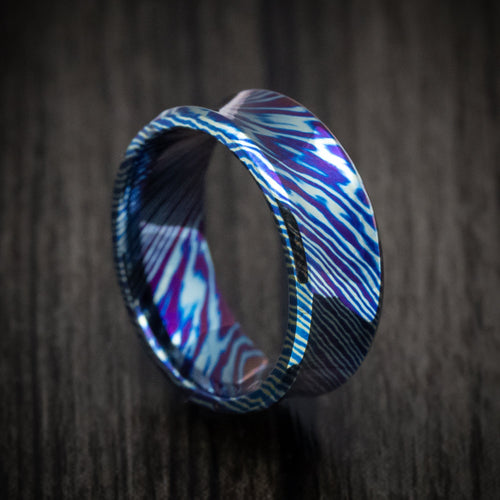 Northwind V - Kuro-Ti Heat-Treated Titanium Damascus Men's Wedding Ring Band - Nura Lab
