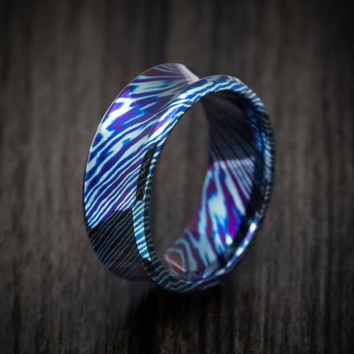 Northwind V - Kuro-Ti Heat-Treated Titanium Damascus Men's Wedding Ring Band - view 4 - Nura Lab