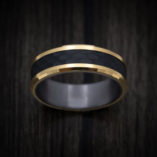 Kauri XIII - 14K Gold Wedding Ring with Carbon Fiber Inlay and Tantalum Sleeve - view 2 - Nura Lab
