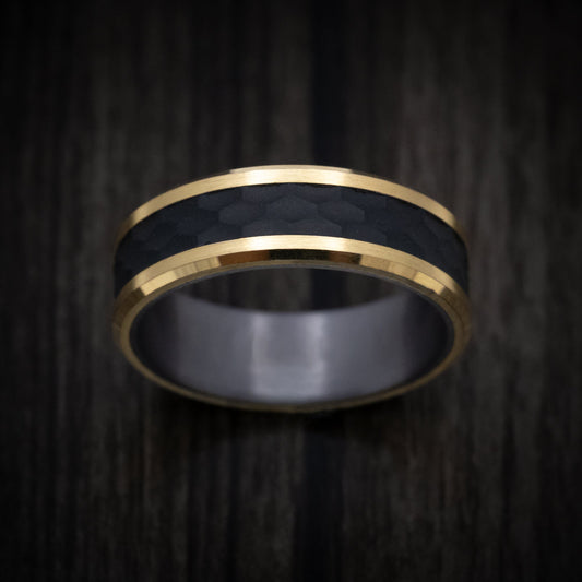 Kauri XIII - 14K Gold Wedding Ring with Carbon Fiber Inlay and Tantalum Sleeve - view 2 - Nura Lab
