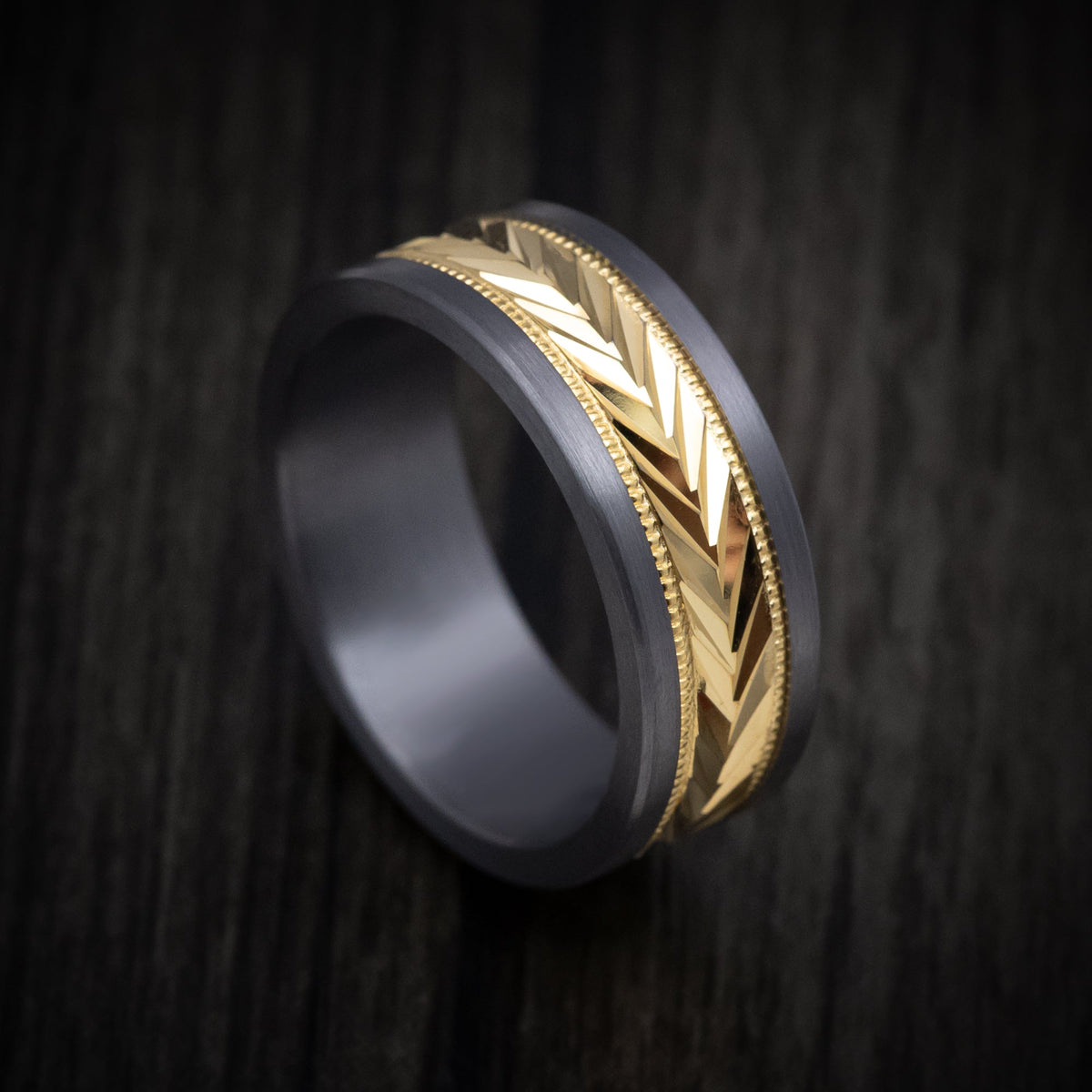 Bastion XIII - Tantalum Men's Wedding Ring with Textured 14K Gold Inlay - Nura Lab