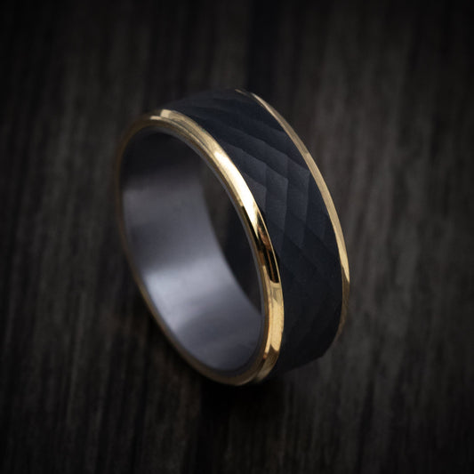 Oak XIII - Carbon Fiber and 14K Gold Men's Wedding Ring with Tantalum Sleeve - Nura Lab