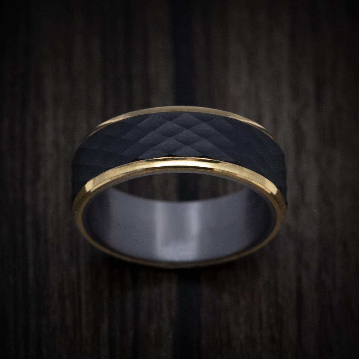 Oak XIII - Carbon Fiber and 14K Gold Men's Wedding Ring with Tantalum Sleeve - view 2 - Nura Lab