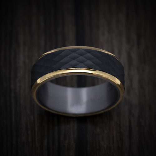 Oak XIII - Carbon Fiber and 14K Gold Men's Wedding Ring with Tantalum Sleeve - view 2 - Nura Lab