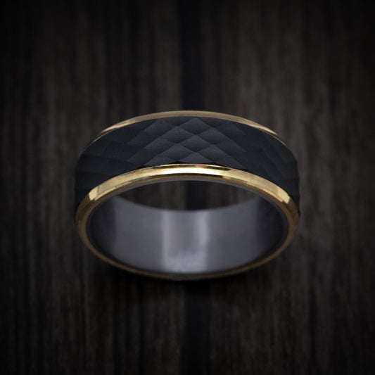Oak XIII - Carbon Fiber and 14K Gold Men's Wedding Ring with Tantalum Sleeve - view 2 - Nura Lab