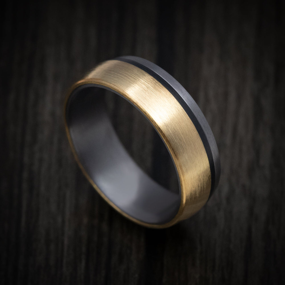 Citadel XIII - Tantalum Men's Wedding Ring with 14K Gold and Carbon Fiber Inlays - Nura Lab