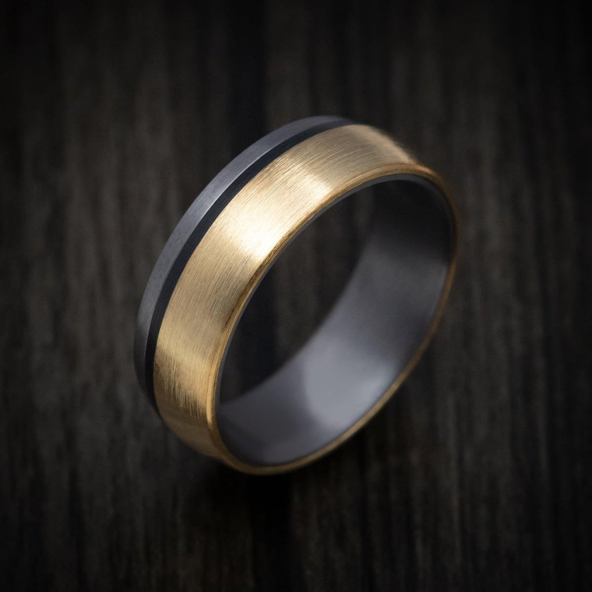 Citadel XIII - Tantalum Men's Wedding Ring with 14K Gold and Carbon Fiber Inlays - view 3 - Nura Lab