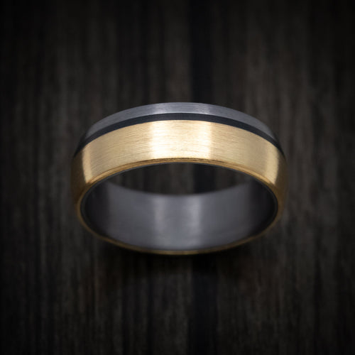 Citadel XIII - Tantalum Men's Wedding Ring with 14K Gold and Carbon Fiber Inlays - view 2 - Nura Lab