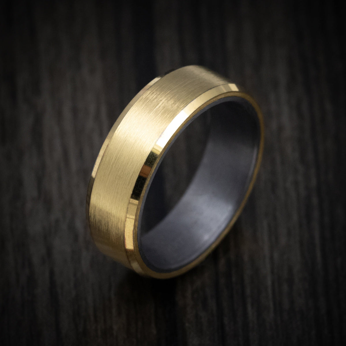 Southern Cross XIII - 14K Yellow Gold Men's Wedding Ring with Tantalum Sleeve - view 3 - Nura Lab
