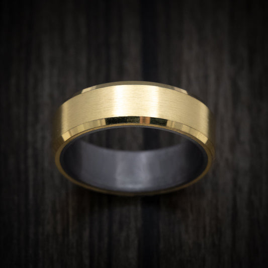 Southern Cross XIII - 14K Yellow Gold Men's Wedding Ring with Tantalum Sleeve - view 2 - Nura Lab