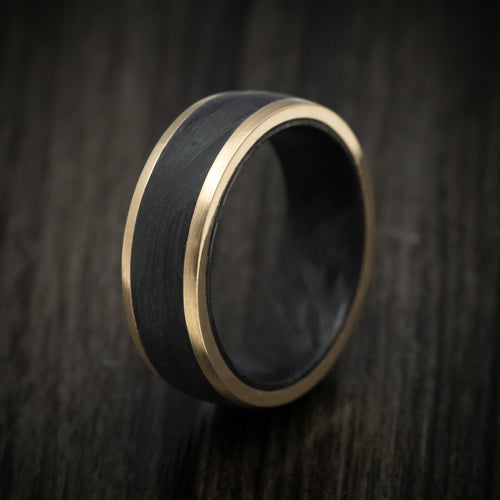 Redwood XIV - 10K Gold Men's Wedding Ring with Forged Carbon Fiber Inlay and Sleeve - view 4 - Nura Lab