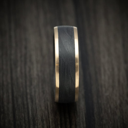 Redwood XIV - 10K Gold Men's Wedding Ring with Forged Carbon Fiber Inlay and Sleeve - view 3 - Nura Lab