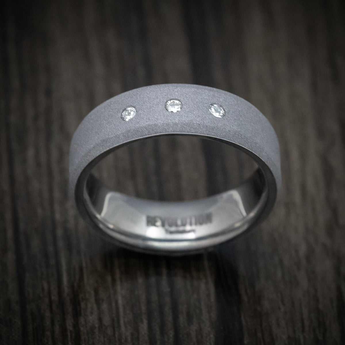 Admiral XIII - Tantalum Men's Wedding Ring with Diamonds - view 2 - Nura Lab
