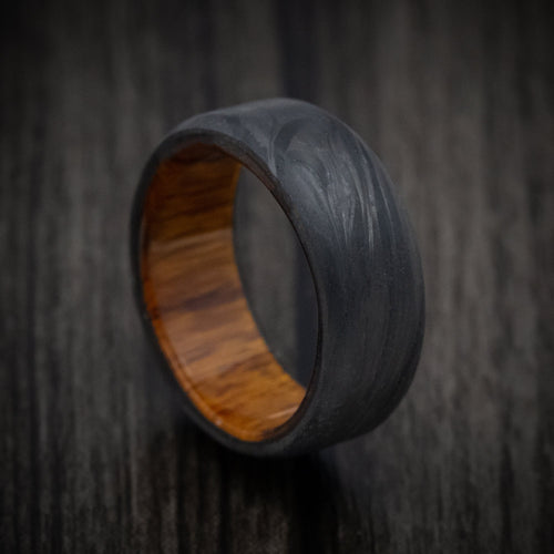 Horizon XII - Forged Carbon Fiber Men's Wedding Ring with Wood Sleeve - Nura Lab