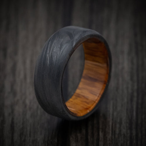 Horizon XII - Forged Carbon Fiber Men's Wedding Ring with Wood Sleeve - view 4 - Nura Lab