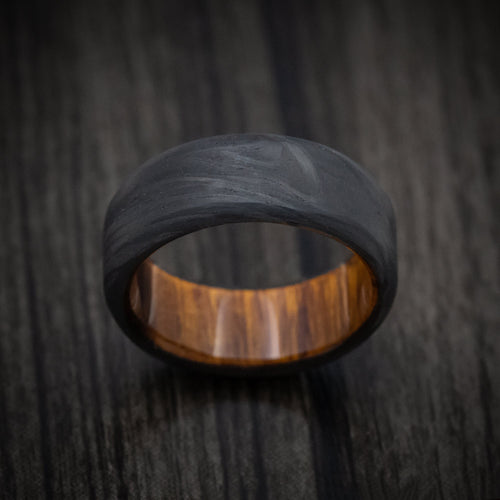 Horizon XII - Forged Carbon Fiber Men's Wedding Ring with Wood Sleeve - view 2 - Nura Lab