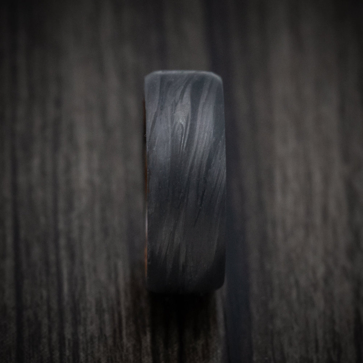 Horizon XII - Forged Carbon Fiber Men's Wedding Ring with Wood Sleeve - view 3 - Nura Lab