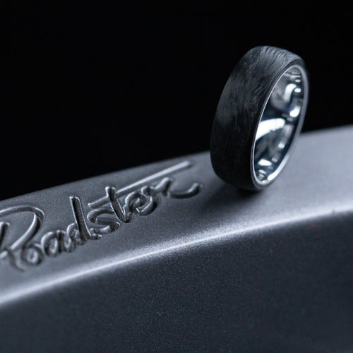 Navigator XIV - Forged Carbon Fiber Wedding Ring with Supercar Ron Authentic Hypercar Wheel Sleeve - view 7 - Nura Lab
